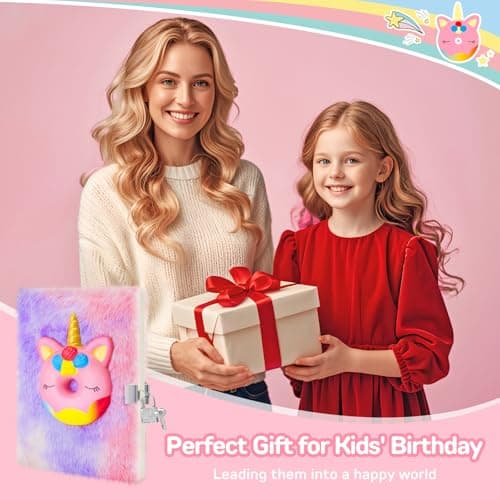 Journal secret pour les filles squishy Licorne carnet avec serrure pour les enfants, carnet Moelleux et papeterie pour les filles verrouillable journal Licorne cadeau pour les filles 6-12 ans (rose)