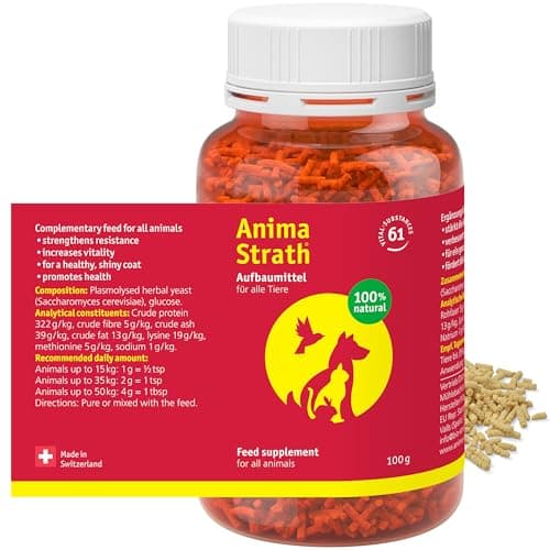 ANIMA-STRATH - Supplément de Levure Végétale - pour Chiens - 61 Micronutriments - Favorise la Santé - Garnitures de Nourriture pour Chiens - Végétarien - Granulés - 100g