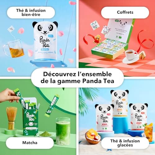 Panda Tea - Thé Earl Grey Tea Amo Detox Bio - Brule Graisse, Coupe Faim, Draineur, Slim Fit, Tisane à Froid ou Chaud ou Glacée - Certifié Biologique - Cure 28 Sachets Coton