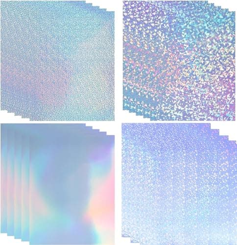20 Feuilles Autocollant Holographique A4, Vinyle Adhésif Holographique, Papier Vinyl Stickers Imprimable pour Imprimante à Jet d'Encre, pour Artisanat Décalcomanies Décorations