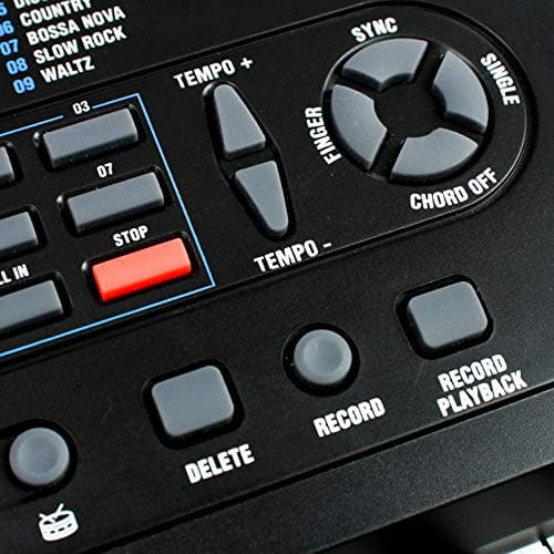RockJam Clavier de piano 49 touches avec alimentation, support de partition, autocollants pour notes de piano et leçons Simply Piano