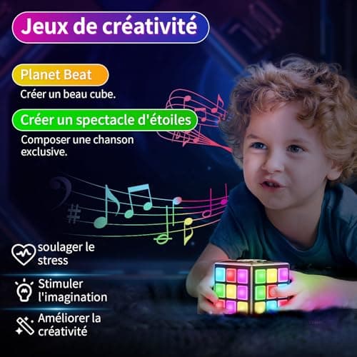 Anoawens Cube de Jeu Rechargeable, 15-en-1 Jeux de Cerveau & Mémoire & Rapidité pour Enfants, Cadeaux Anniversaire Noël pour Garçons et Filles Âgés 6-12+ Ans, Version Française (Noir)