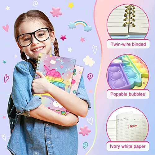 Journal intime Fille avec Stylo, Pop It Spirale Carnet Secret Fille Cadeau