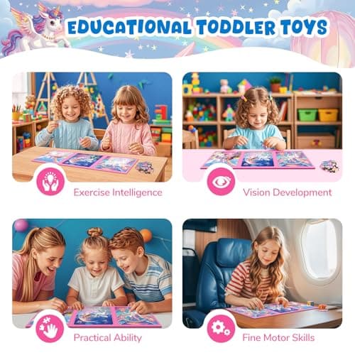 Puzzle MagnéTique Licorne pour Enfants,36 Puzzles De Voyage pour Les Enfants De 3 à 8 Ans,Puzzle De Fille pour AméLiorer L'Intelligence,Puzzle pour Tout - Petits,ActivitéS Avion pour Enfants