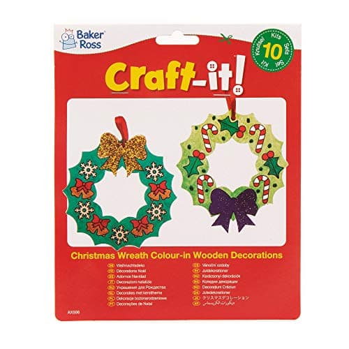 Baker Ross AX506 Couronnes De Noël En Bois - Paquet De 10, Anneau De Couronne Pour Enfants À Concevoir Et À Décorer, Décoration De Noël Idéale