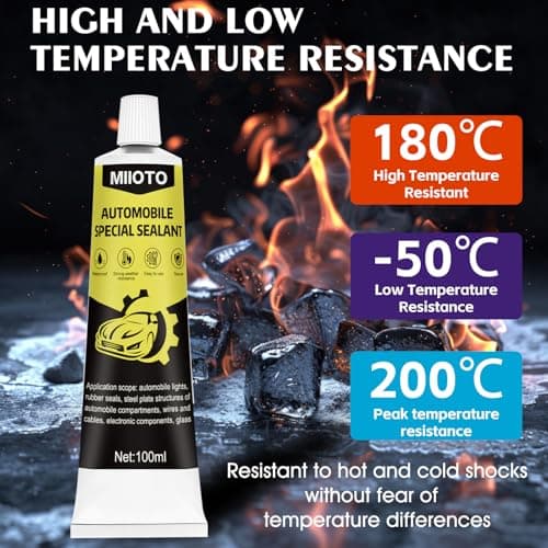 Miioto Colle Carrosserie,Colle pare Brise Voiture, Silicone Noir, Durcissement Rapide,Résistant à la Chaleur,Adapté au Scellement des Carrosseries,Fenêtres,Toits et Autres pièces Automobiles-100ml (A)