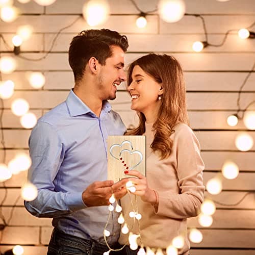 Vicloon Carte de Voeux en Bois, Carte Cadeau, Carte de Voeux en Bois avec Enveloppes pour les Anniversaires la Saint-Valentin les Mariages la Fête des Mères et les Occasions Spéciales (Double Coeur)