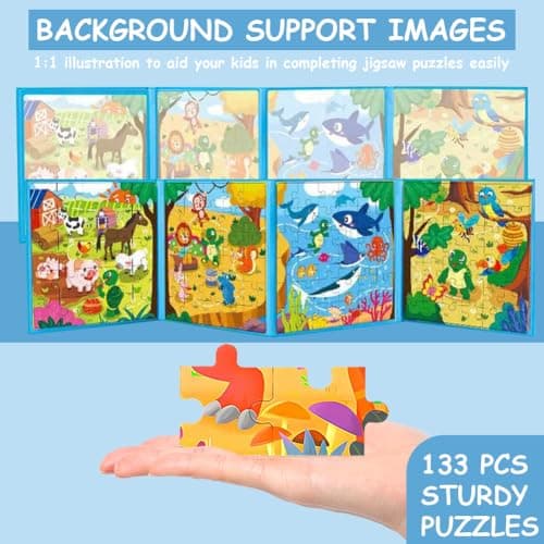 Jeu Magnétique Puzzle, Jouet Puzzle en Magnétique pour Enfants, Montessori Puzzle Enfant Quiet Book, Puzzle Animaux, Jeux de Puzzle pour Enfants, Jeux de Voyage Enfants à Partir de 3 4 5 Ans