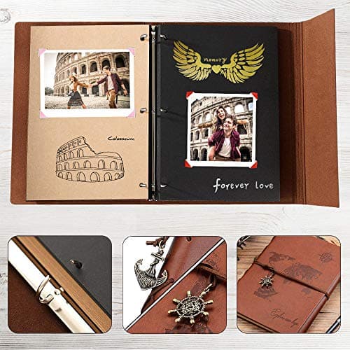 ZEEYUAN Album Photo 60 Pages 22x27.3cm,Voyage Album Photo Scrapbooking en Cuir Carte du Monde Vintage Bricolage Scrapbooking Album Cadeau de Saint Valentin/Amant/Collègue/Ami/Famille/Mère