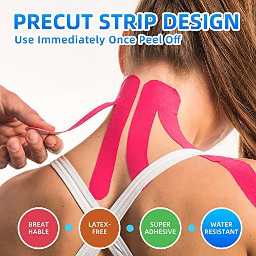 PHYTOP 12 rouleaux de Bande de Kinésiologie Prédécoupée – Tape Kinesiologie 5cm x 5m pour le genou, l'épaule et le coude, K Tape pour le soutien musculaire et la récupération après une blessure