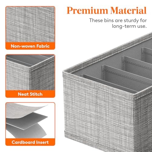Lifewit Lot de 5 Organisateur Tiroir pour Commode, Separateur de Tiroir Pliable, Boite Rangement Vetement, Panier Rangement pour sous-Vetements, Vêtements d'enfant, Chaussettes, Cravates, Gris
