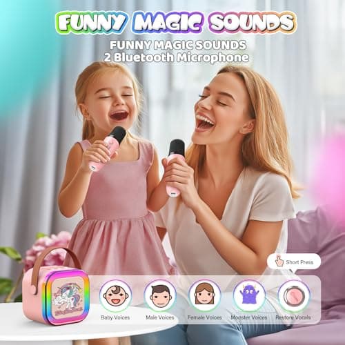 Dromlag Karaoke Enfant, Licorne Fille Cadeau Noel Enfant Jouet Enfant 3-12 Ans Micro Karaoke Cadeau Fille 4-12 Ans Karaoke Adulte Jouet Fille 3-12 Ans Microphone Karaoke