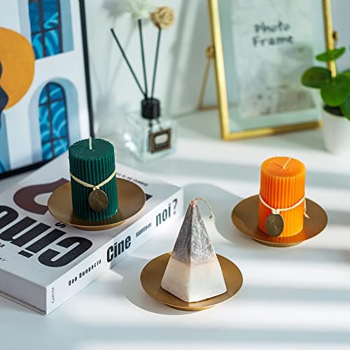 Inweder Bougeoir Support Bougie Chandelier - Lot de 12 Bougeoirs Ronds Doré de 11cm en Fer Supports pour Bougies Piliers, Chauffe-Plat et Votives Noël Halloween Décoration Intérieur