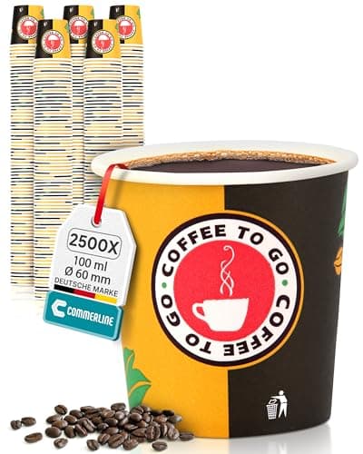 Commerline Lot de 2500 gobelets à café en carton jetables - 100 ml - En papier dur - Pour café/thé (2500, 4oz/100 ml)
