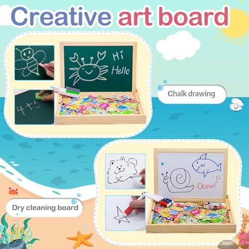 Uping Puzzle Magnetique Bois avec Tableau Double Face Aimanté pour Enfant 3 Ans et plus-130 Pièces
