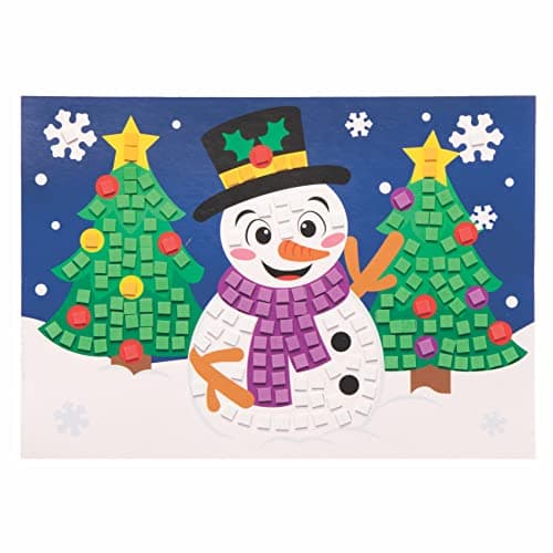 Baker Ross FC203 Dessins de Noël en Mosaïque pour Enfants - Lot de 4, Kit Creatif Enfant, Mosaique Loisir Creatif, Mosaique Autocollants Scrapbooking