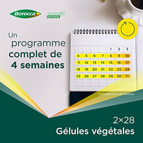 Berocca® Immunité Défense - Préparez vos défenses naturelles - Echinacée, Vitamine D, Vitamine C, et Zinc - Souche microbiotique- Complément alimentaire - 112 comprimés (2x56) - Fabriqué en France