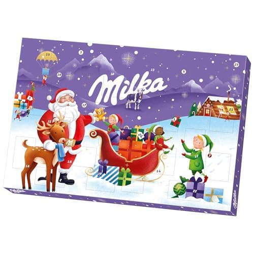 MILKA - 1 Calendrier de l’Avent Milka - Assortiment Festif de Chocolats - Idée Cadeau Noël - Chocolat à Offrir - 1 Calendrier de 200 g