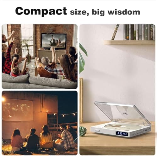 Maite Lecteur DVD HDMI pour TV, Lecteur CD DVD Compact avec Connexion Casque/Haut-Parleur, Lecture sans région pour Les systèmes NTSC/PAL, Lecteur DVD Portable avec câble HDMI et RCA