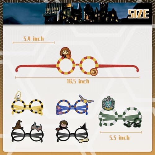 24 Pcs Harrry Potterr Anniversaire Fête Faveurs, 12 Pcs Slap Bracelets + 12 Pcs Party Lunettes, Set de Fête d'anniversaire pour Enfants, Cadeaux d'anniversaire Party Supplies pour Enfants Fille Garçon