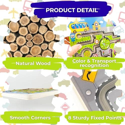 QUOKKA Jouet Labyrinthe Magnétique Enfant de 2 à 3 Ans - Jeux Montessori Transport - Jeux de Voyage en Voiture de 3 à 5 Ans - Jeu Educatif en Bois pour Enfants - Educatif Cadeau pour 3 4 5 6 Ans