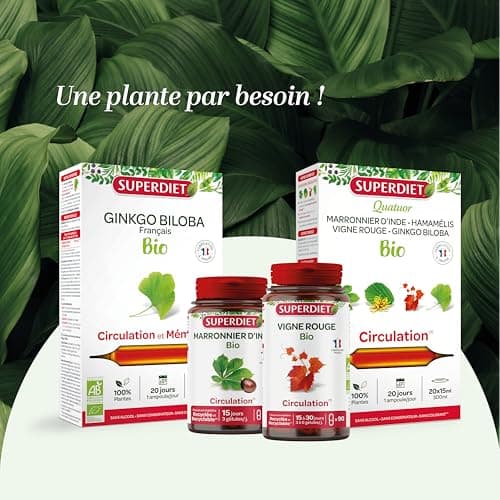 SUPERDIET - MARRONNIER D'INDE BIO - Circulation - Phytothérapie - Fabrication française - 120 gélules