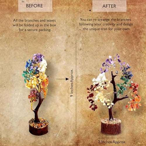 Sept Chakra Guérison Naturelle Reiki Cristal Bonsaï Fortune Money Tree pour Bonne Chance, Richesse et Prospérité Décor Feng Shui Cadeau Spirituel