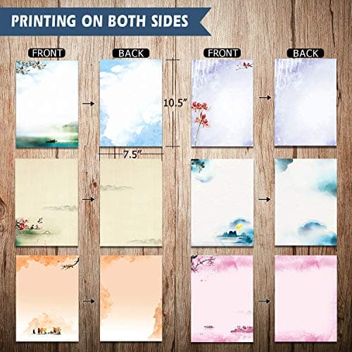 48 Feuilles Papier à Lettre - 24 pièces Enveloppes Auto-adhésives, pour imprimante, 6 assortis Style japonais