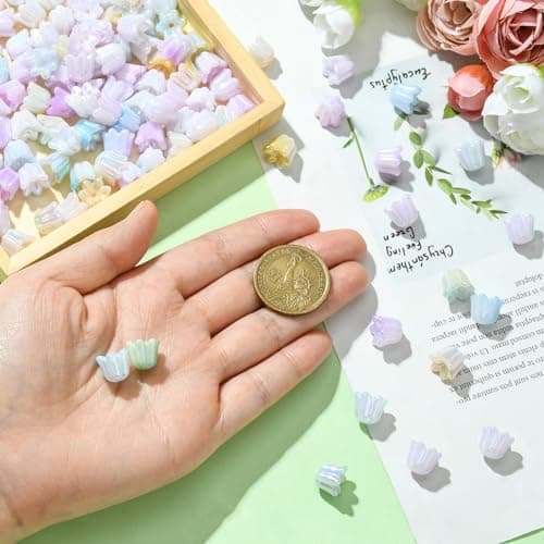 Stiesy Lot de 300 perles d'espacement en résine opaques colorées pour la fabrication de bijoux, bracelets et loisirs créatifs