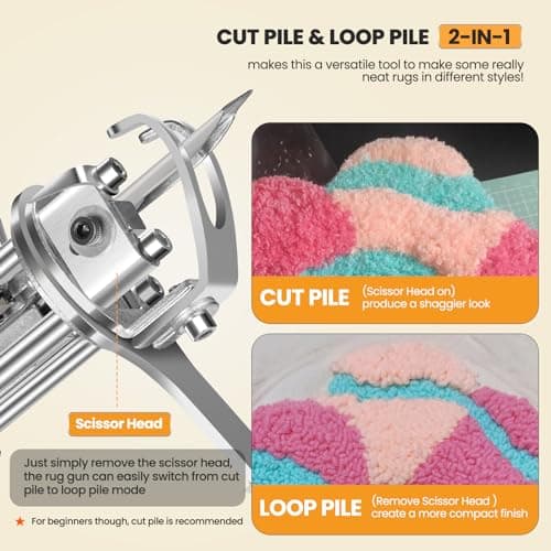 Riiai Kit de démarrage de Pistolet à tufting avec Coupe-Tapis, kit de Fabrication de Tapis, Pistolet à Moquette Cut Pile Loop Pile, Coupe-Tapis, tufting pour Sculpture