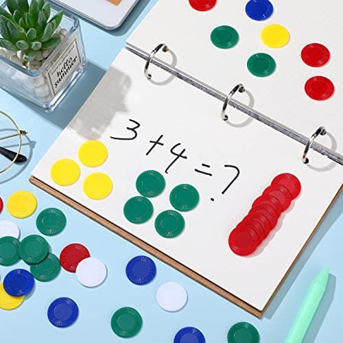 Skylety 1000 Pièces Jetons de Poker en Plastique Jetons de Jeu en Vrac 5 Couleurs Carte de Compteur pour Jeux Enfants Apprentissage de Compte Math Jeton Vierge de Jeu de Bingo, 0,86 Pouce
