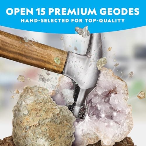 National Geographic Brisez 15 Géodes Premium - avec Lunettes, Guide d'apprentissage, 3 Présentoirs, Excellent Jouet Scientifique à et Cadeau Éducatif