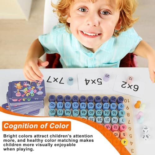 Tableau de Multiplication 1 x 1 Montessori Maths Jouet Éducatif Mathématiques Jeu d'apprentissage des Nombres Montessori Mathématique Jeu De Cartes Jouets Montessori Cadeaux pour Apprendre à Compter