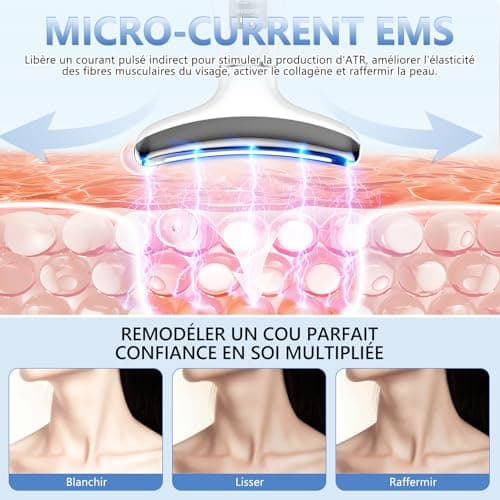 Appareil Anti Rides Visage, Appareil de Beauté à 6 Modes, Température 45 °C pour Les Massage Visage, pour l'anti-âge, Le Lifting et le Raffermissement de la Peau Relâchée (Mode LED 4 couleurs)