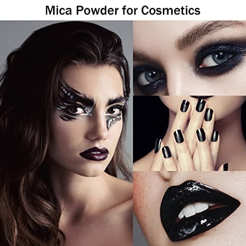 100g Poudre de Mica - Colorant Résine Époxy Métalliqu Pigment Résine Époxy, Colorant de Savon, Colorant en Poudre pour La Fabrication de Résine, Bijoux, Savon,Slime, Bombes, Bain, Bougies (Noir)