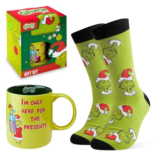 The Grinch Coffret Mug - Chaussettes et Mug de Café 325ml, Coffret Cadeau pour Homme Ado.