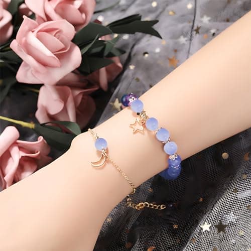 WBZOWRB Environ 8mm Perles de Quartz Naturel Rondes Perles de Pierres Précieuses en Vrac Énergie Pierre Perle Pierre Naturelle pour Fabrication de Bijoux de Bracelets, (Bleu Violet), 100 pièce