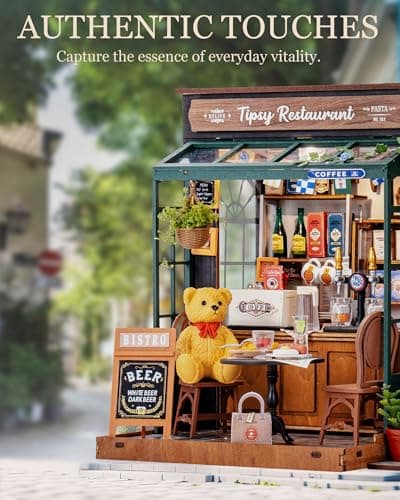 Rolife Maison de Poupée Restaurant Tipsy DIY Maison Miniature Kit Café Miniature Kit de Modèle Décoration Intérieure Cadeau d'anniversaire pour Enfants et Adultes