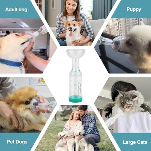 Espaceur d'inhalateur pour Chat/Chien avec Masque en Silicone de Forme Ronde, Chambre d'aérosol félin avec indicateur de Respiration 2 Masques (Chien)
