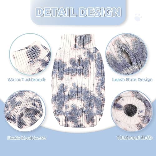 CITÉTOILE Pull d'hiver Chaud pour Chien, Manteau Tricoté Doux et Confortable, Vêtement à col roulé de Couleur dégradé adapté aux Chats et Chiens de Petite et Moyenne Taille, Bleu, XS
