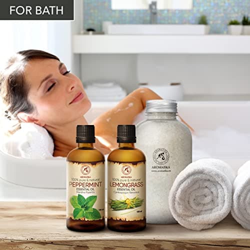 Huiles Essentielles Set 2x100ml - Huile de Menthe Poivrée - Huile de Citronnelle - Pur & Naturel pour Diffuseurs - Aromathérapie - Beauté - Spa - Relaxation - Bain