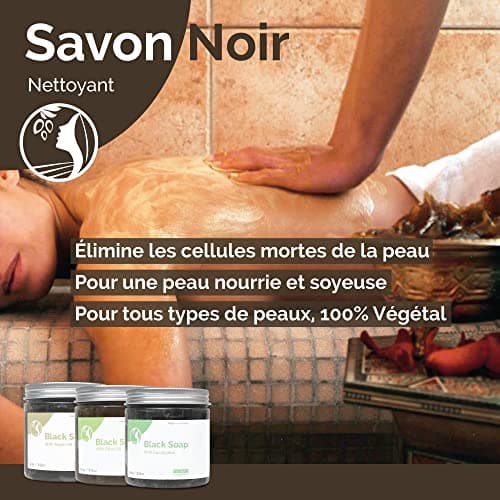 Fatima's Garden Savon Noir à l'Eucalyptus - Nettoyant Purifiant, 450g