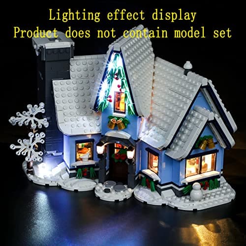 GEAMENT Jeu De Lumières (Télécommande) Compatible avec Lego Winter Village Collections Santa's Visit - Kit D'éclairage LED pour Creator 10293 (Modèle de Bloc Non Inclus)
