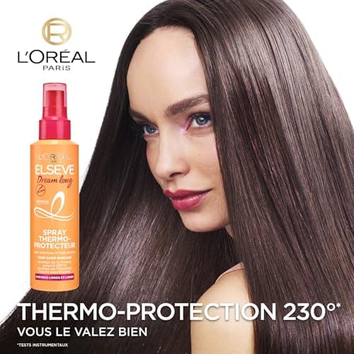L'Oréal Paris - Spray Thermoprotecteur pour Cheveux Longs - Cheveux Lisses et Protégés contre la Chaleur - Huile de Ricin - Elseve Dream Long - 150 ml