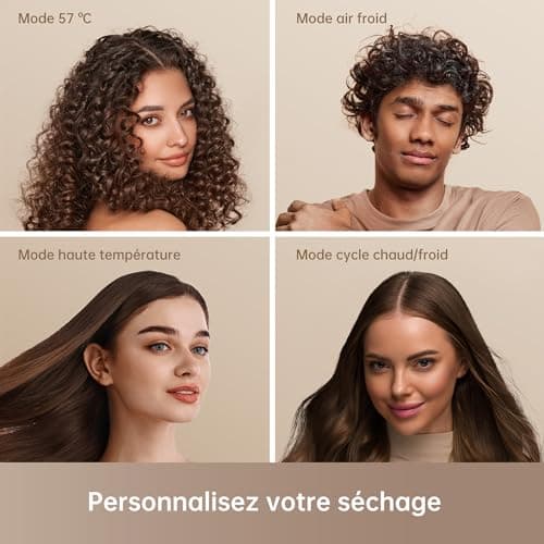 Dreame Hair Glory Combo Sèche-Cheveux Professionnel, Séchage Rapide,Moteur Haute Vitesse 110000 TR/Min,Débit d'air 70 m/s,Technologie Puissante des Ions Négatifs,Léger,Contrôle de la Température