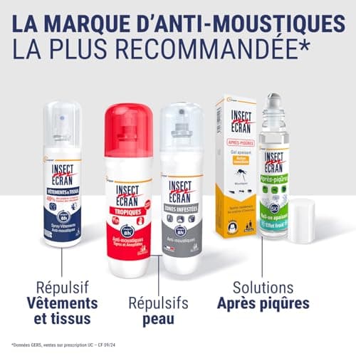 INSECT ECRAN - Anti-moustiques - Spray répulsif peau - Protection contre les piqûres de moustiques – Made in France - Familles - 100 ml