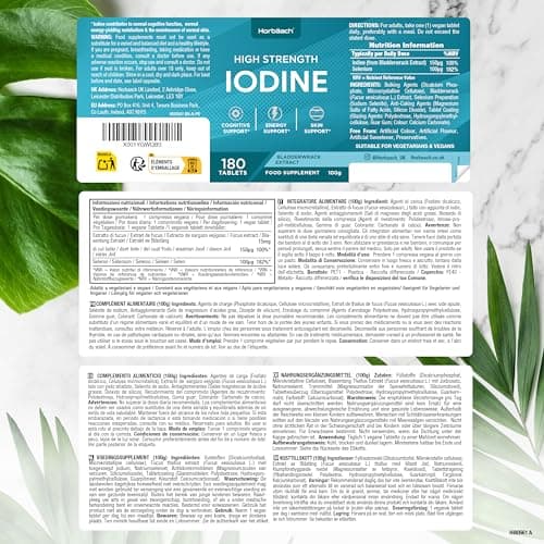 Iode 150 mcg | 180 Comprimés Vegan | Iode Complément Alimentaire avec Selenium | Iodine | par Horbaach