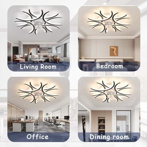 Lampe De Plafonnier Ventilateur De Plafond Led 75cm APP Ventilateur Plafond Avec Lumiere Et Telecommande LED Réversible Dimmable 6 Vitesses Avec Fonction Mémoire De Lustre Ventilateur-White