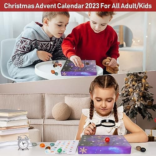 Calendrier de l'Avent 2024 Cristaux Pierres Précieuse,24 Calendrier de l Avent Femme Homme Cristaux Pierre et Minéraux, Gemmes Calendrier Avent Cadeau de Noël Calendrier de l'Avent pour Enfants Fille