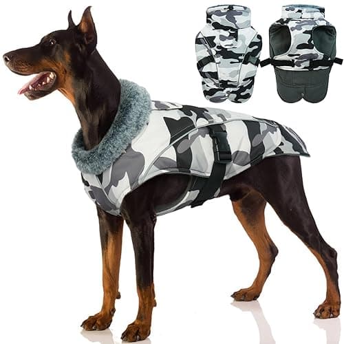 Veste Hiver de Chien, Manteau d'hiver pour Grande Chien Veste Polaire Vêtements d'hiver Manteaux Réfléchissants Imperméables Pull Chien Petite Taille(Camouflage, XL)